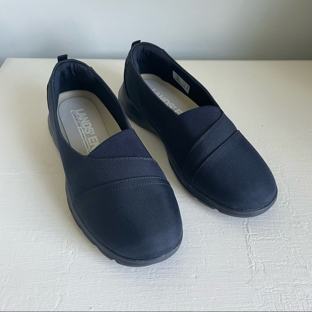 Lands’ End Comfort Step Navy Flats Women 8.5D